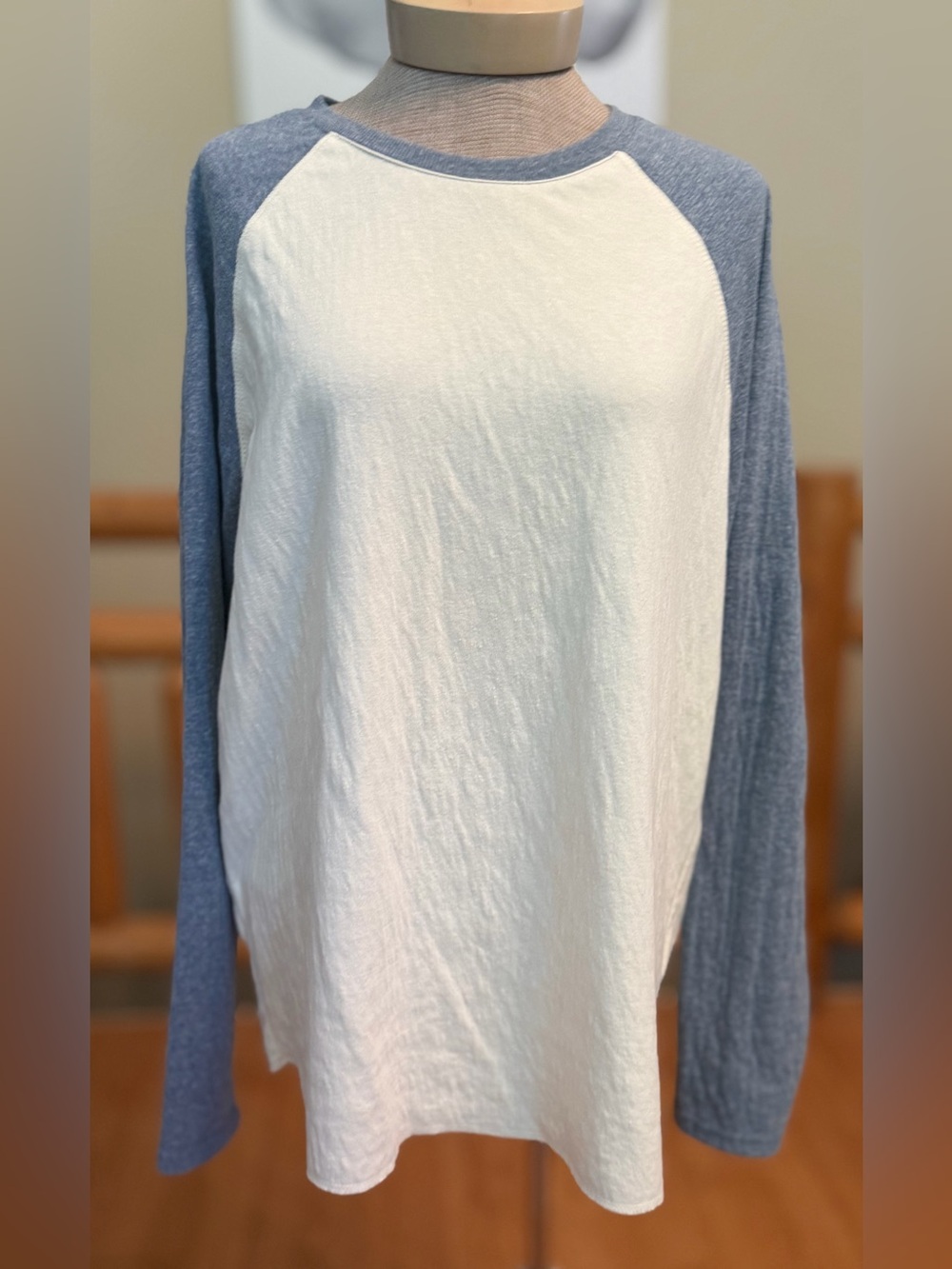 Marine Layer Raglan Long Sleeve Top - White & Blue